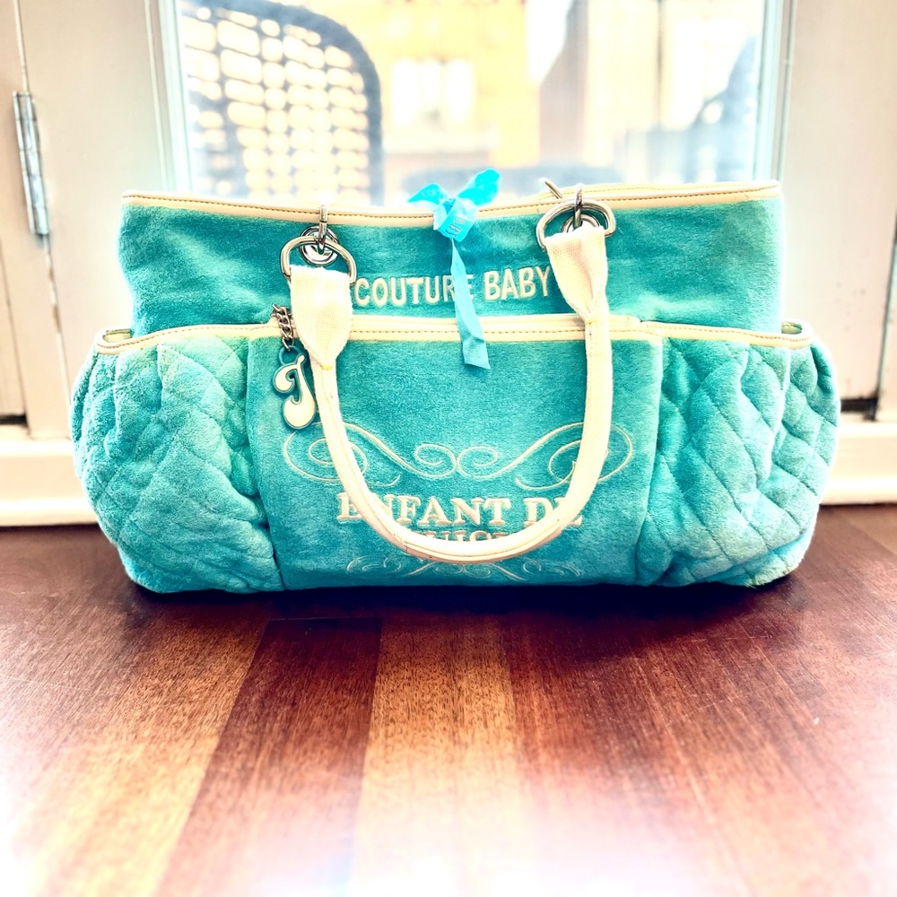 HTF Juicy Couture Y2K Baby Blue Diaper Bag Purse Large Rare Enfant De Juicy